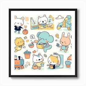 Kawaii Doodles Art Print