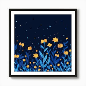 Night Sky With Flowers 1 Art Print