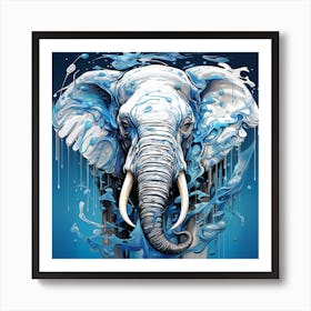 Elephant In Water Art Print