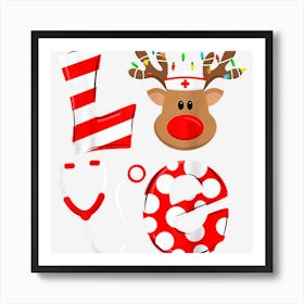 Christmas Nurse Cna Doctor Love Reindeer Stethoscope Art Print