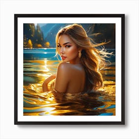 Golden Mermaid Art Print