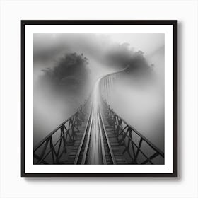 Train Tracks In The Fog Dreamscape Art Print