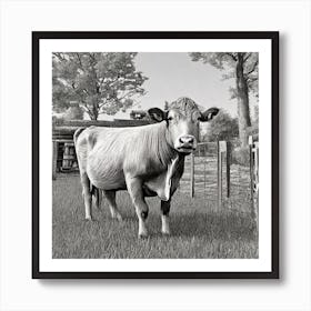 Cow In The Field Art Print