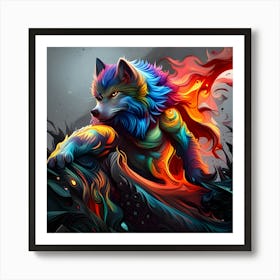 Colorful Wolf 6 Art Print