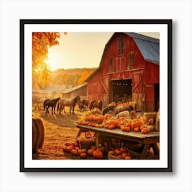 Autumn Farm Festival Capturing The Essence Of Rustic Charm Freshly Harvested Produce Spread Across (1) Art Print