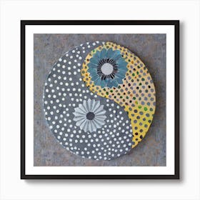 Firefly Beautiful Modern Intricate Floral Yin And Yang Mosaic Mandala Pattern In Gray, And Vibrant T (2) Art Print