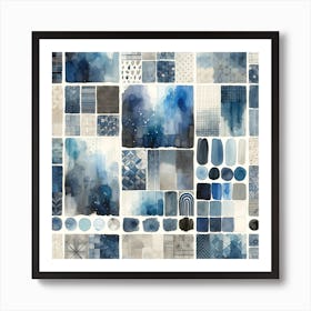 Blue Watercolor Palette Art Print