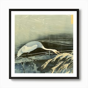 静寂の白鷺 Silent Heron Art Print