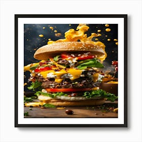 Big Burger Splashing Art Print