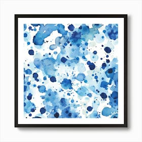 Blue Watercolor Splashes 3 Art Print