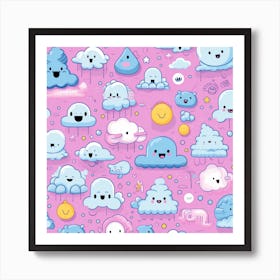 Kawaii Clouds 1 Art Print