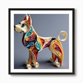 Quilled Dog Art Print