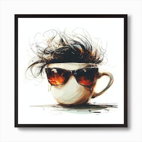 Coffee Cup With Sunglasses Art Print