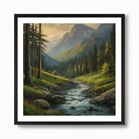 Stream In The Mountains Art Print