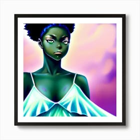 Afro-Futurism Pretty Anime Characters Art Print