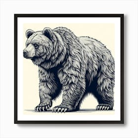 Line Art grizzly Art Print