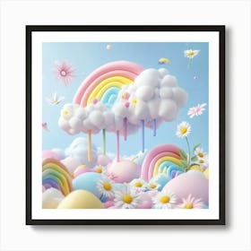 Rainbows And Daisies for Kids Room Decor Art Print