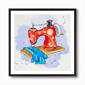 Sewing Machine Watercolor Illustration Art Print