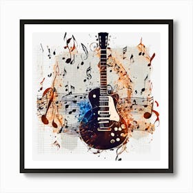 Guitar And Music Notes 3 Art Print