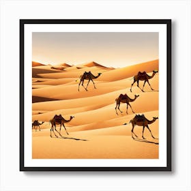 Camels In The Desert 3 Art Print