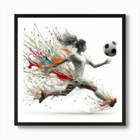 Soccer Player With Paint Splashes Art Print