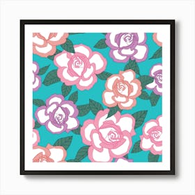 Pink Purple Rose Flowers Art Print