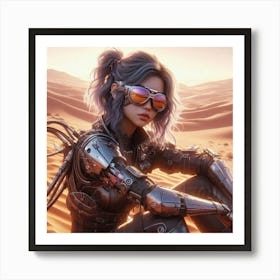 Robot Girl In The Desert 1 Art Print