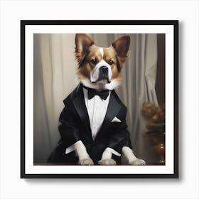 Canine Sophistication - A Tuxedoed Companion Affiche