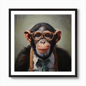 Educated Chimp With Glasses Art Print