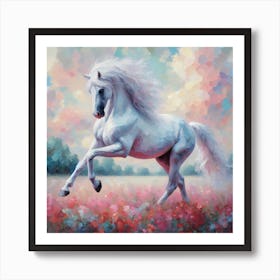 White Horse In The Field Art Print