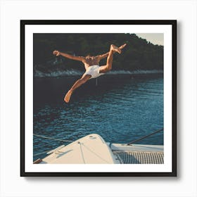 Man Jumping Off A Yacht 2 Póster