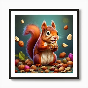 Squirrel With Nuts 1 Art Print