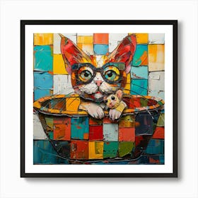 Cat In A Bowl Art Print