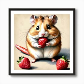 Strawberry Hamster 3 Art Print