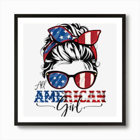 All American Girl 4th Of July Women Messy Bun Art Print