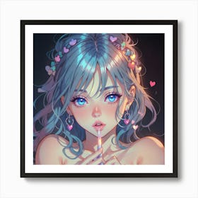 Cute Girl Applying Lipstick(1) Art Print