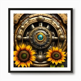 Steampunk Sunflowers Art Print