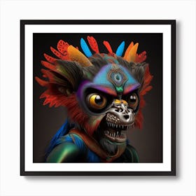 Leonardo Select A 3d Hd Colorful Bird On A Black Background H 0 Art Print