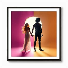 Man And Woman Holding Hands 1 Art Print