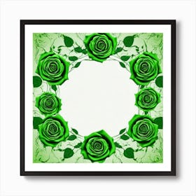 Green Roses Frame 1 Art Print