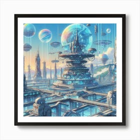 Anime Landscape With Futuristic Technology (3) Art Print