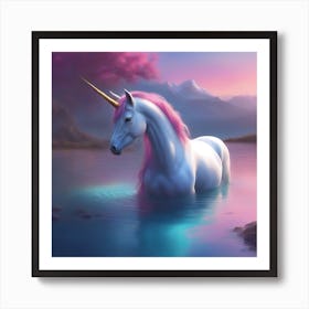Unicorn In Water Art Print