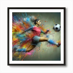 Soccer Player Kicking A Ball 3 Art Print