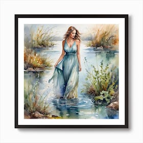 Beautiful Woman In The Water Art Print