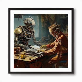 Robots And Men Art Print