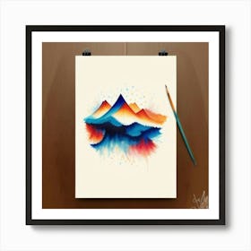 Watercolor Mountains Painting Art Print