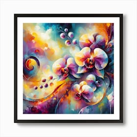 Abstract Fantasy Florals, Whimsical Orchids Art Print