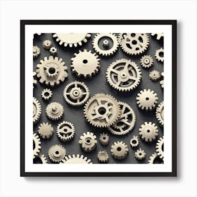 Gears On A Black Background 35 Art Print