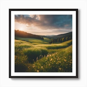 Sunset In The Meadow 2 Art Print