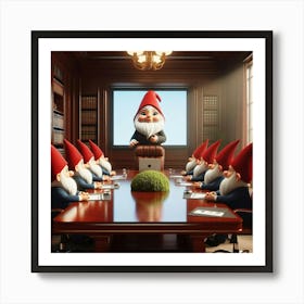 Gnome Meeting 3 Art Print